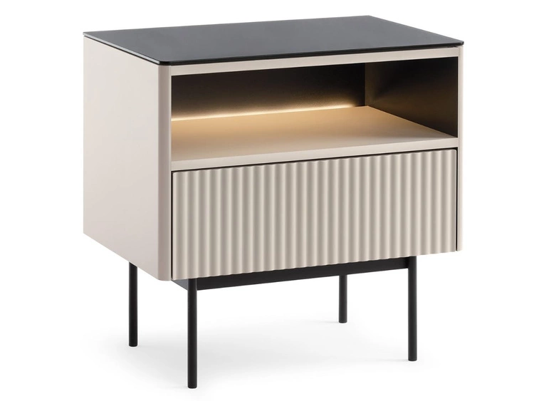 Nachtschrank mit Schublade und Led Auroé Kaschmir