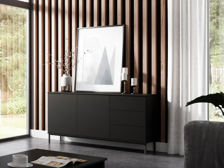 Kommode mit Türen und Schubladen Soroko Schwarz