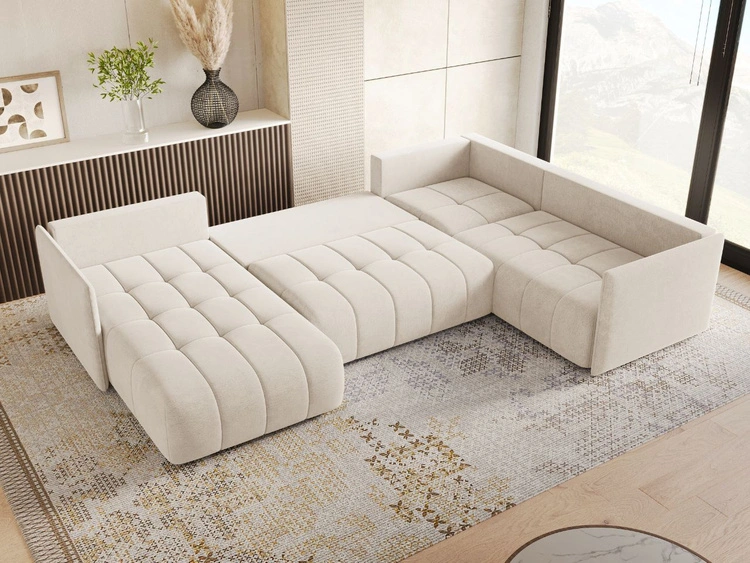 Wohnlandschaft mit Schlaffunktion und Bettkasten Ardi Bis Beige