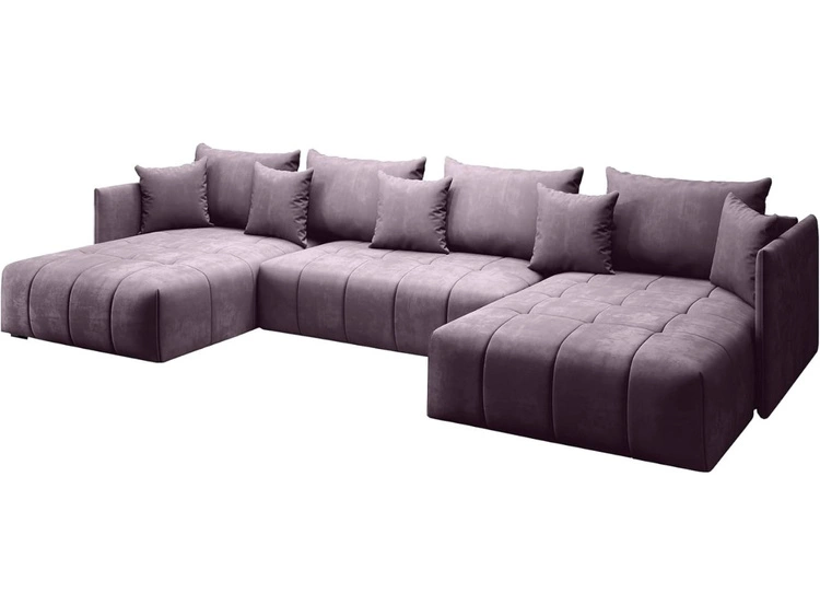 Wohnlandschaft mit Schlaffunktion und Bettkasten Ardi U Violett