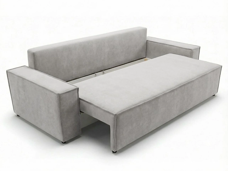 Schlafsofa mit Bettfunktion und Bettkasten Sivra Hellgrau