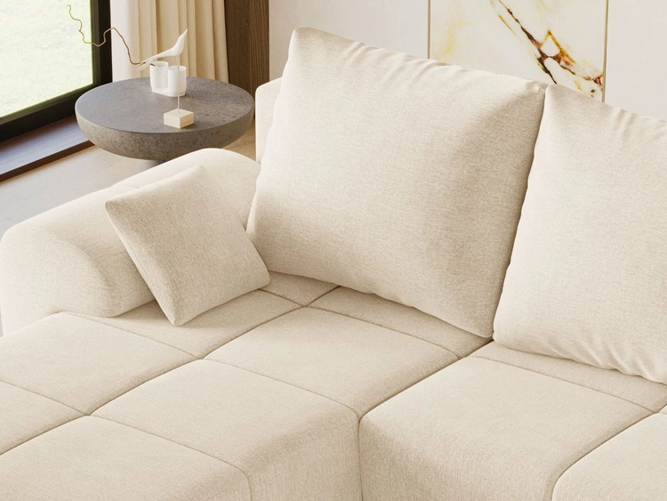 Ecksofa L-Form mit Schlaffunktion und Bettkasten Monti Links Beige