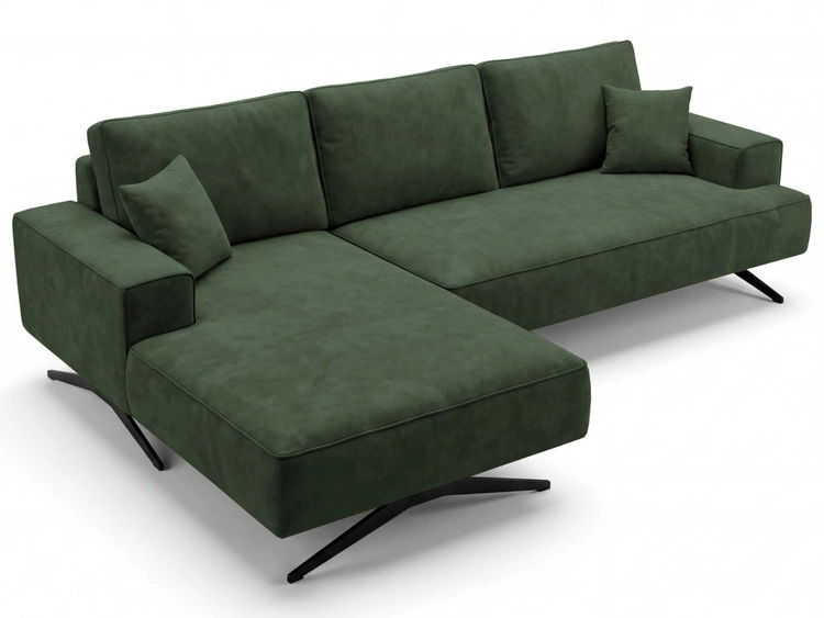 Ecksofa L-Form auf Metallbeinen Leto Links Grün