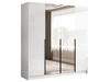 Kleiderschrank mit Drehtüren, Schwarzen Griffen, Schubladen und Spiegeln Ameli Weiß Hochglanz