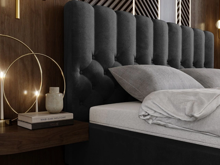 Polsterbett mit Bettkasten und Lattenrost 140x200 Roma Schwarz