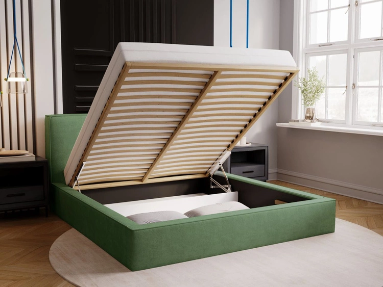 Polsterbett mit Bettkasten und Lattenrost 120x200 Monaco Grün