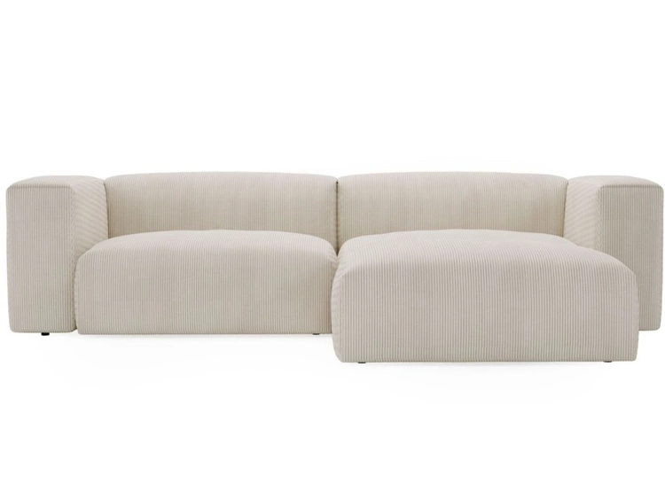 Ecksofa L-Form Rechts Moderne Cord Ecksofa Landi Beige
