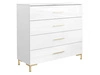 Kommode mit vier Schubladen und LED-Beleuchtung auf Goldenen Beinen Nuveo Weiß Hochglanz