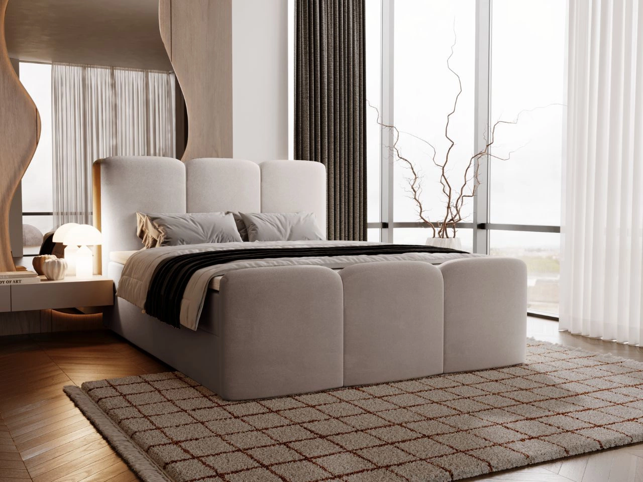 Boxspringbett mit Bettkasten 120x200 Campi Grau