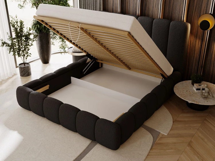 Polsterbett mit Bettkasten und Lattenrost 140x200 Imperial Schwarz