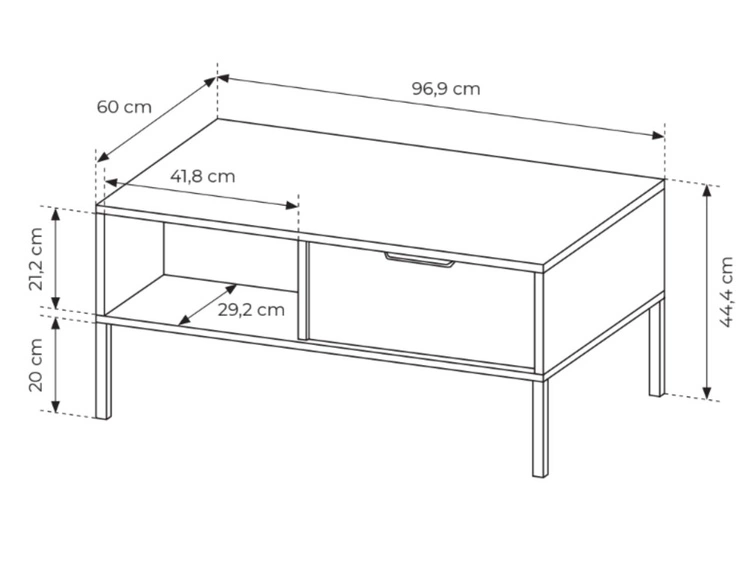 Couchtisch mit Stauraum Drino Anthrazit
