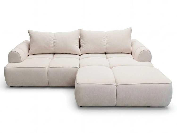 Ecksofa L-Form Rechts mit Schlaffunktion und Bettkasten Bonno Beige