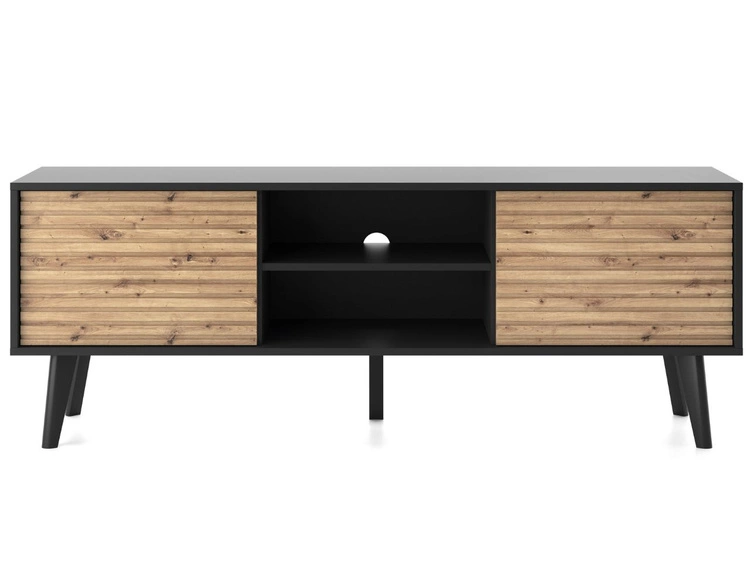 TV-Lowboard mit Türen Astro Schwarz, Artisan Eiche