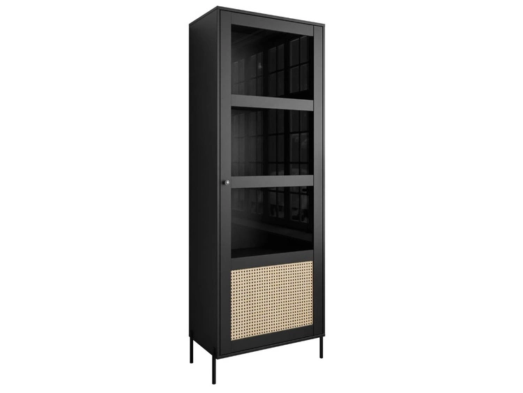 Standvitrine im Boho-Stil schmale Bellance Schwarz