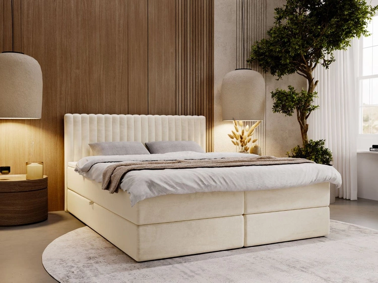 Boxspringbett mit Bettkasten 180x200 Marbella Beige