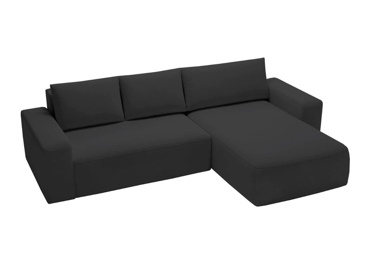 Ecksofa L-Form Rechts mit Schlaffunktion und Bettkasten Tazones Schwarz