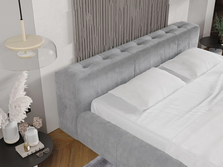 Polsterbett mit Bettkasten und Lattenrost 180x200 Lipari Grau