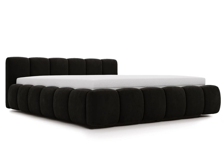 Polsterbett mit Bettkasten und Lattenrost 140x200 Cloud Low Schwarz