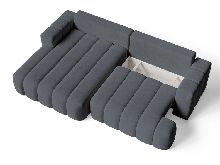 Ecksofa L-Form Links mit Schlaffunktion und Bettkasten Caleo Grau