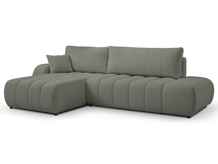 Ecksofa mit Schlaffunktion und Bettkasten Links Adoro Grau