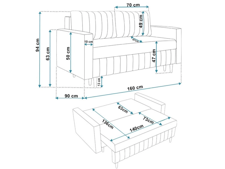 Schlafsofa mit Bettfunktion und Bettkasten Castelo Grün