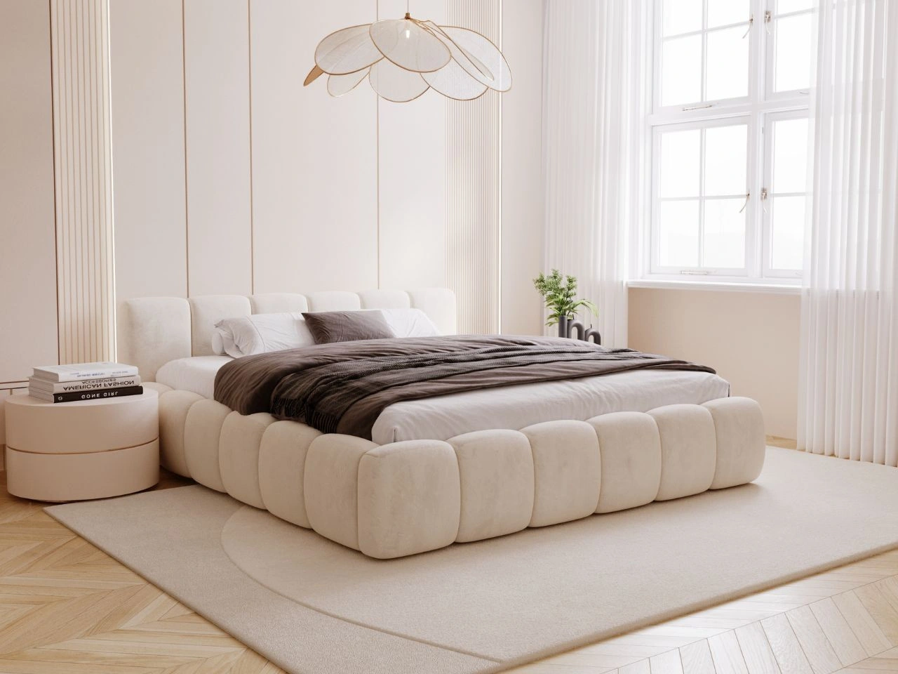 Polsterbett mit Bettkasten und Lattenrost 120x200 Cloud Low Beige