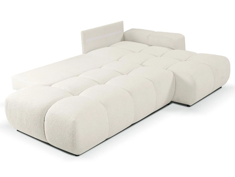 Ecksofa L-Form Rechts mit Schlaffunktion und Bettkasten Sile L Creme