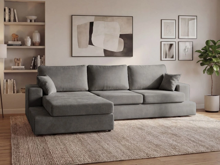Ecksofa L-Form fürs Wohnzimmer Nesto Links Grau