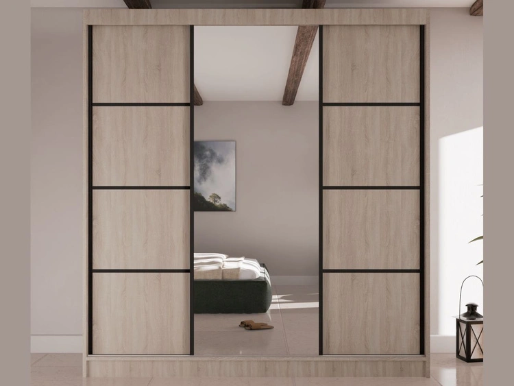 Schiebetürenschrank mit Spiegel 200 cm Vello Eiche Sonoma