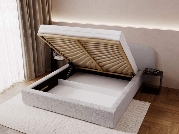 Polsterbett mit Bettkasten und Lattenrost 120x200 Palermo Hellgrau