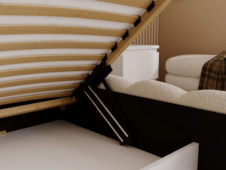 Polsterbett mit Bettkasten und Lattenrost 200x200 Smile Creme