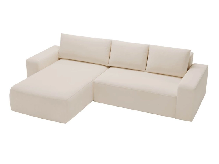 Ecksofa L-Form Links mit Schlaffunktion und Bettkasten Tazones Beige