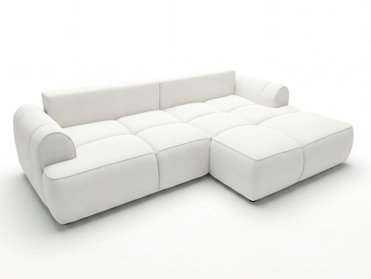 Ecksofa L-Form Rechts mit Schlaffunktion und Bettkasten Bonno Creme