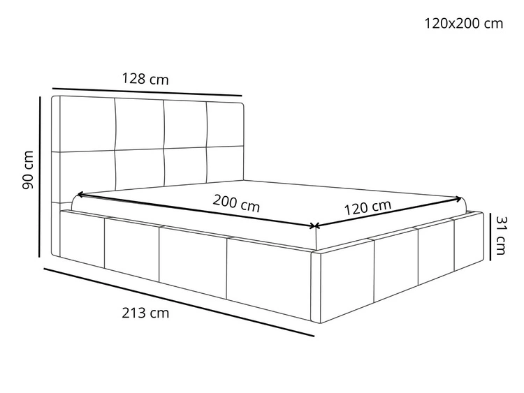 Polsterbett mit Bettkasten und Lattenrost 120x200 Malo Dunkelblau