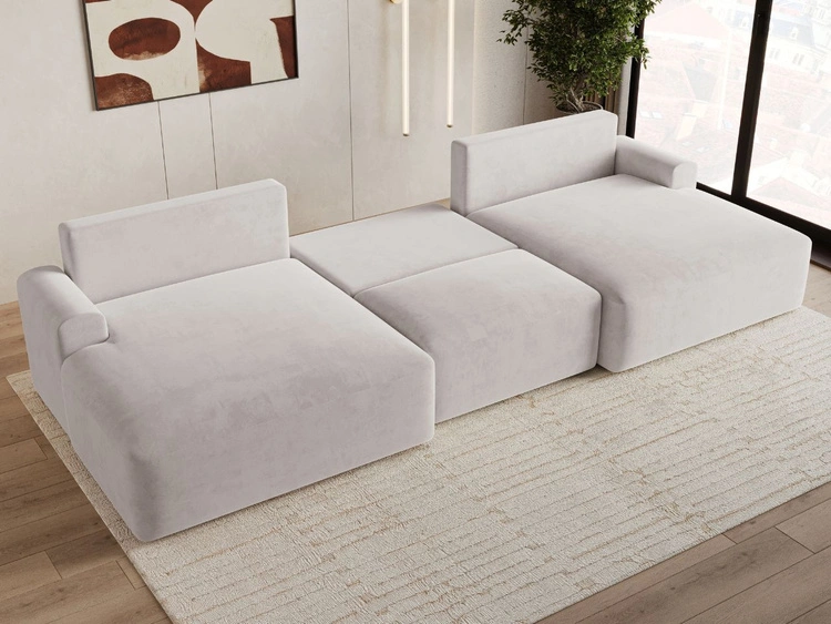 Wohnlandschaft mit Schlaffunktion und Bettkasten Serene Grau