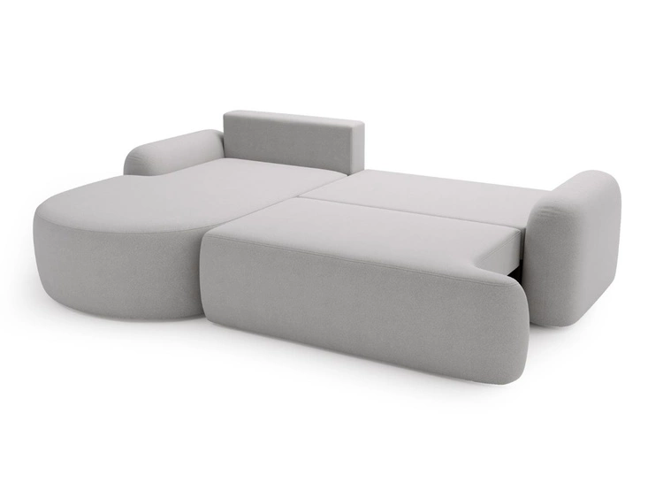 Ecksofa L-Form Links mit Schlaffunktion und Bettkasten Aurio Grau