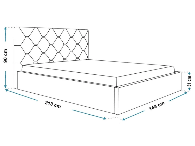 Polsterbett mit Bettkasten und Lattenrost 140x200 Salento Beige