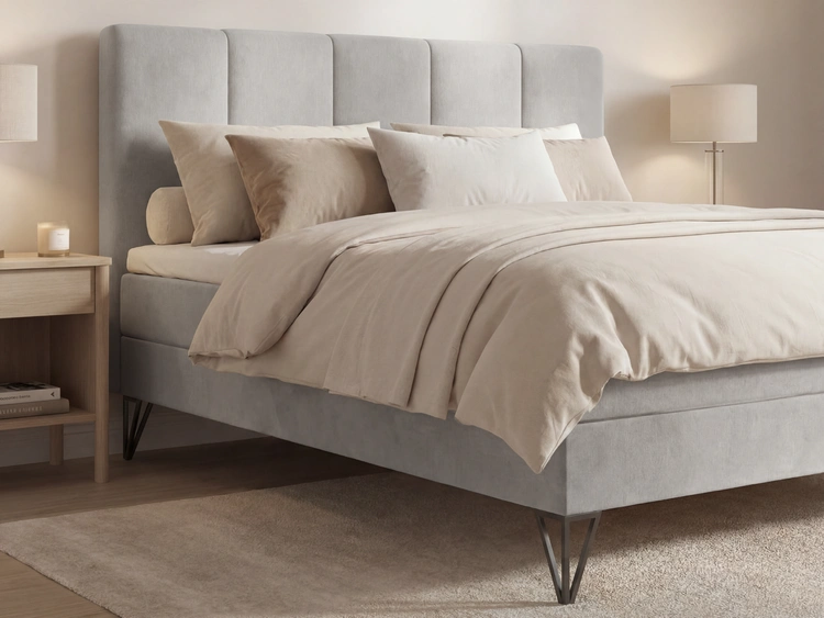 Boxspringbett mit Bettkasten 180x200 Vendi grau