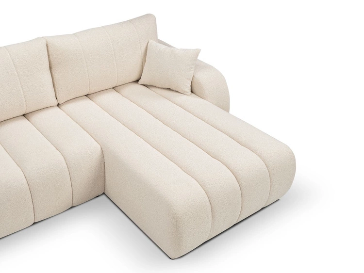 Ecksofa mit Schlaffunktion und Bettkasten Rechts Adoro Hellbeige