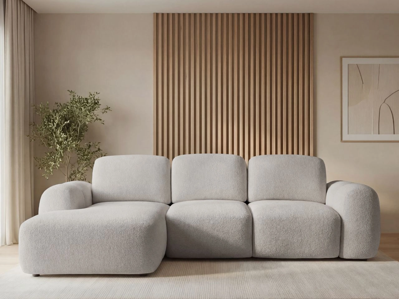 Ecksofa L-Form mit Schlaffunktion und Bettkasten Avelin Links Grau