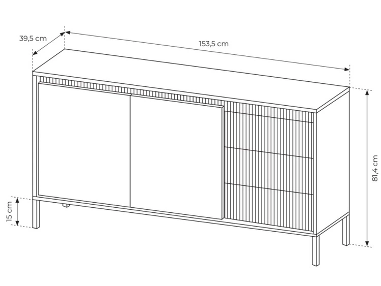 Kommode mit Türen und Schubladen 153 cm Sorano Schwarz