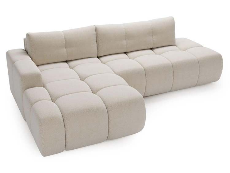 Ecksofa L-Form Links mit Schlaffunktion und Bettkasten Montero Creme