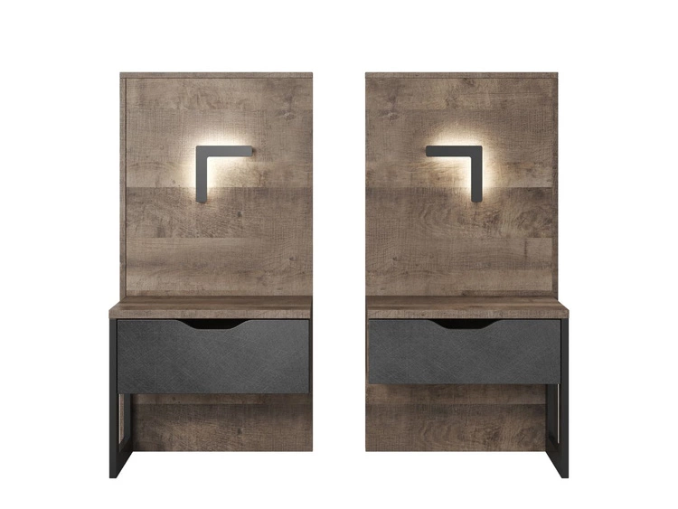 Holzbett mit Nachttischen 160x200 Denis Dunkelbraun