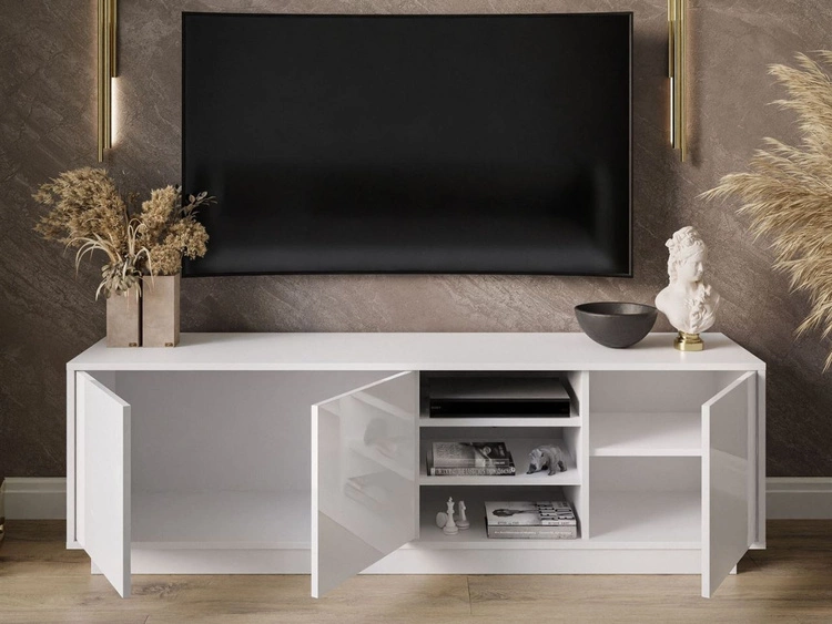 TV-Lowboard mit Türen Vivance Weiß Hochglanz