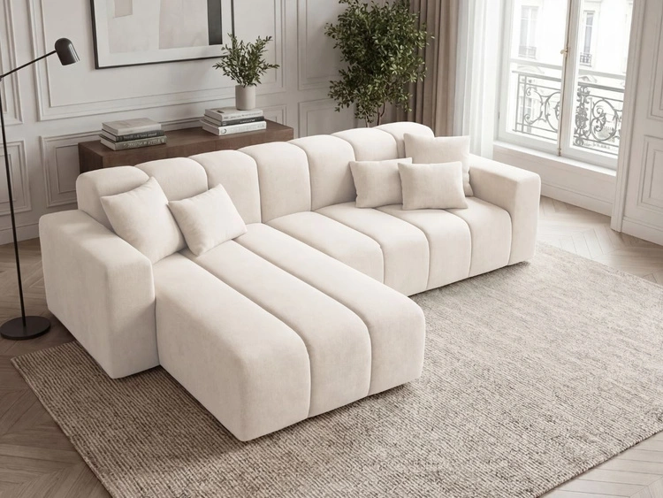 Ecksofa L-Form Links Nork Creme