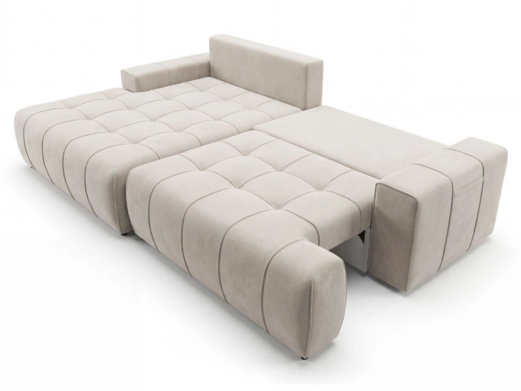 Ecksofa L-Form mit Schlaffunktion und Bettkasten Tulio Links Beige