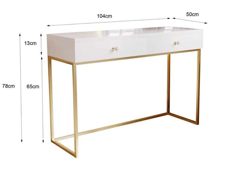 Schminktisch mit Schubladen Belleza Schwarz Hochglanz Gold Frame