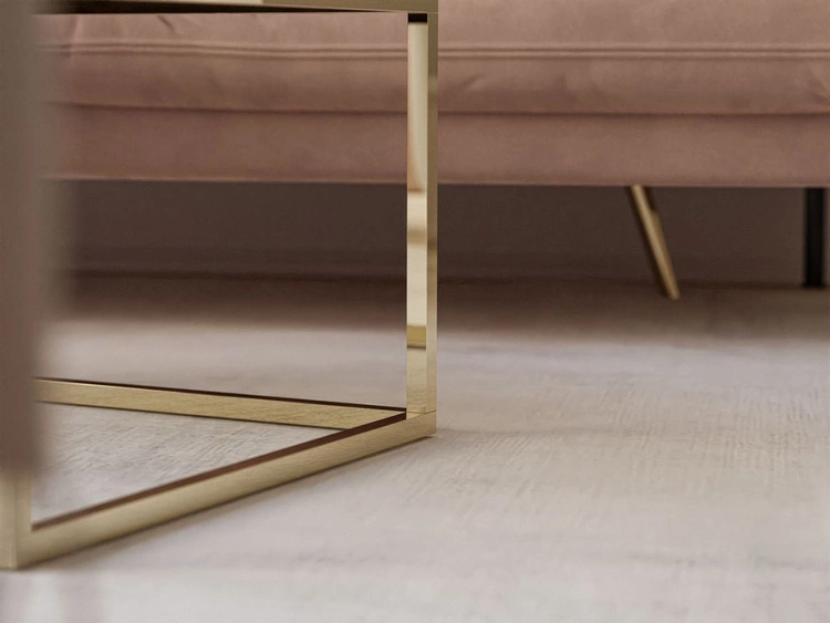 Couchtisch auf goldenem Gestell Asumi Weiß Hochglanz 36x42