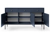 Kommode mit Türen sowie Schubladen mit Schwarz Metallbeinen 154 cm Amor Marineblau