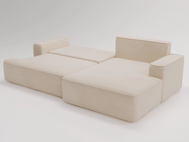 Ecksofa L-Form Rechts mit Schlaffunktion und Bettkasten California Beige
